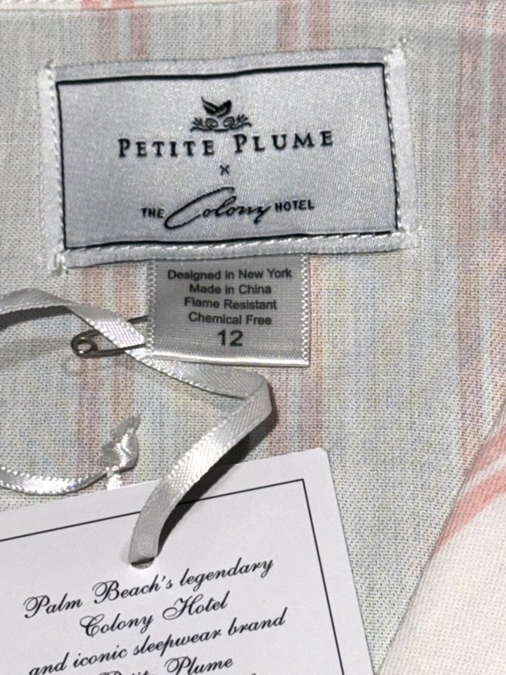 Petite Plume The Colony Hotel Girls Striped Pajama Set Pink & White Size 12 Cott - Picture 5 of 13